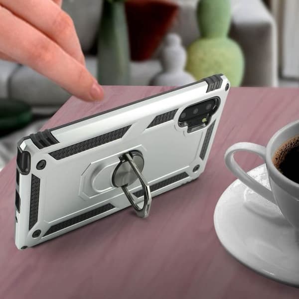 Coque - Samsung - Galaxy Note 10 Plus - Hård och Mjuk - Stöd Ring för Video - Grå
