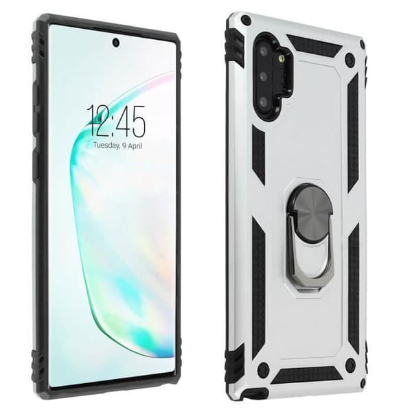 Coque - Samsung - Galaxy Note 10 Plus - Hård och Mjuk - Stöd Ring för Video - Grå