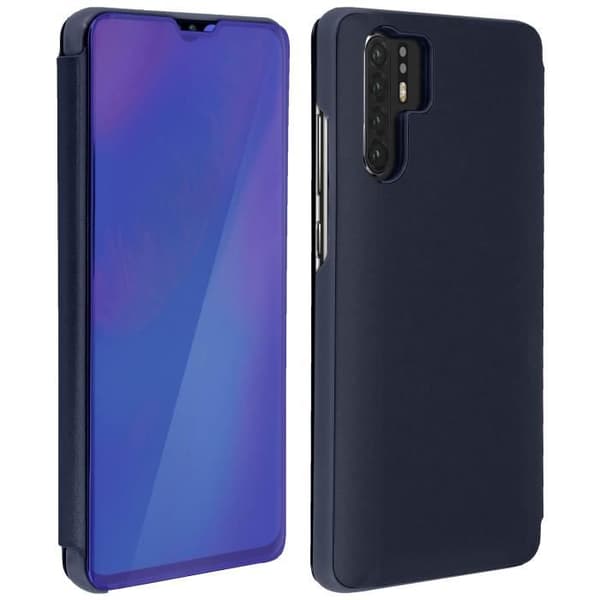 Hölster - Huawei - P30 Pro - Spegel - Genomskinlig klaff - Nattblå videoställning