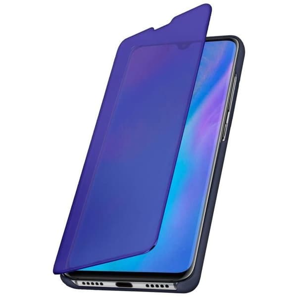 Hölster - Huawei - P30 Pro - Spegel - Genomskinlig klaff - Nattblå videoställning