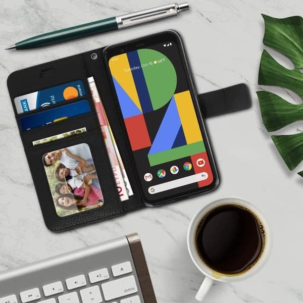 Hus - AVIZAR - Google Pixel 4 - Fodral Folio - Magnetisk - Silikon Gel - Svart