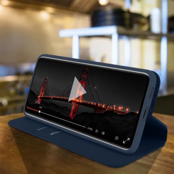 Fodral för Samsung Galaxy S20 Plus - AVIZAR - Foliokräpp - Ekologisk läder - Stöd funktion - Blå