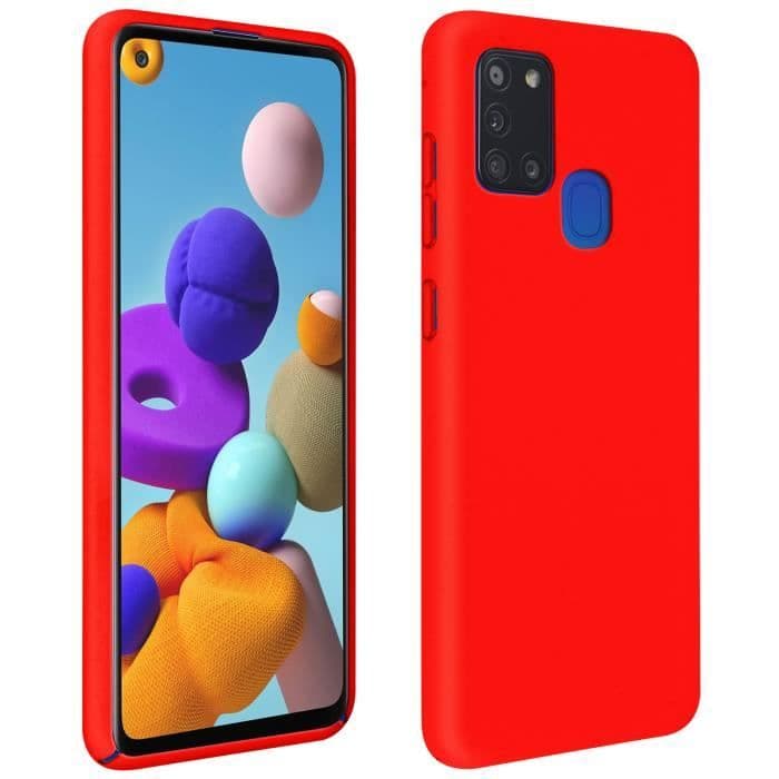 Samsung Galaxy A21s halvstyvt silikonfodral Soft Touch Finish Röd