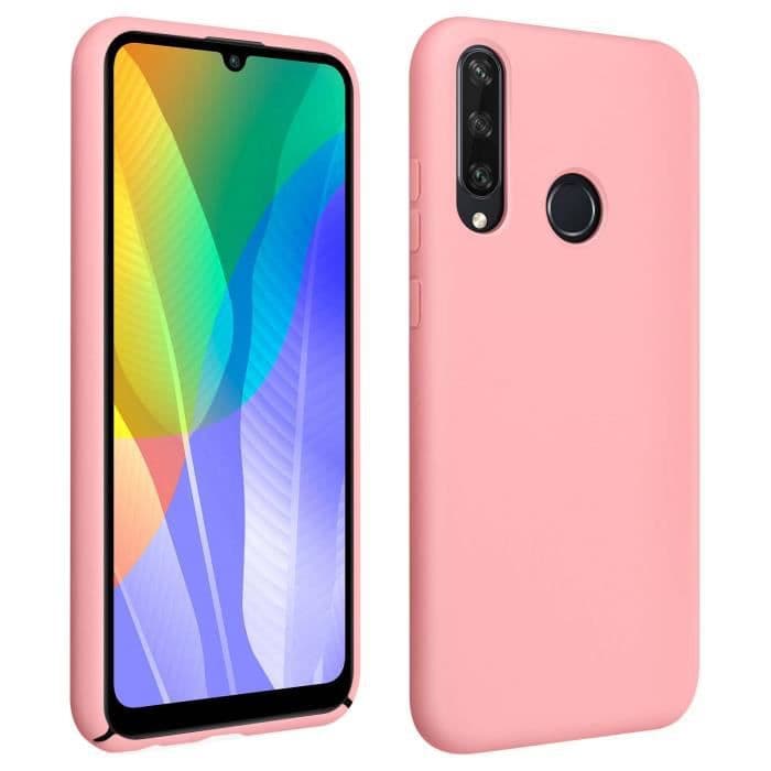 Huawei Y6p halvstyvt silikonfodral Soft Touch Finish Rosa
