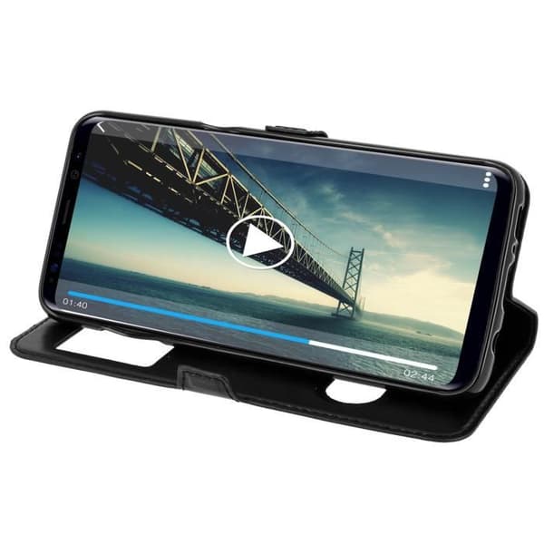 Hölster för Samsung Galaxy S8 - AVIZAR - Dubbel Fönster Etui - Silikongel - Svart - Mjuk