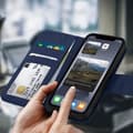 Miniatyrbild 3 av 4: Apple iPhone 11 Läderfodral Korthållare Premium Stativ Funktion Midnattsblå Blå