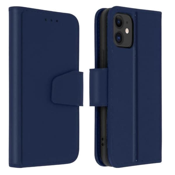Apple iPhone 11 Läderfodral Korthållare Premium Stativ Funktion Midnattsblå Blå