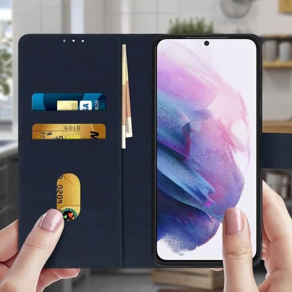 Etui för Samsung Galaxy S21 Plus - AVIZAR - Skydd med kortficka och ställfunktion Blå