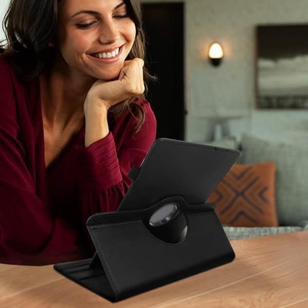 Tablet case 7 tum - AVIZAR - Universell - Ekoskinn - Rotera 360° - Svart