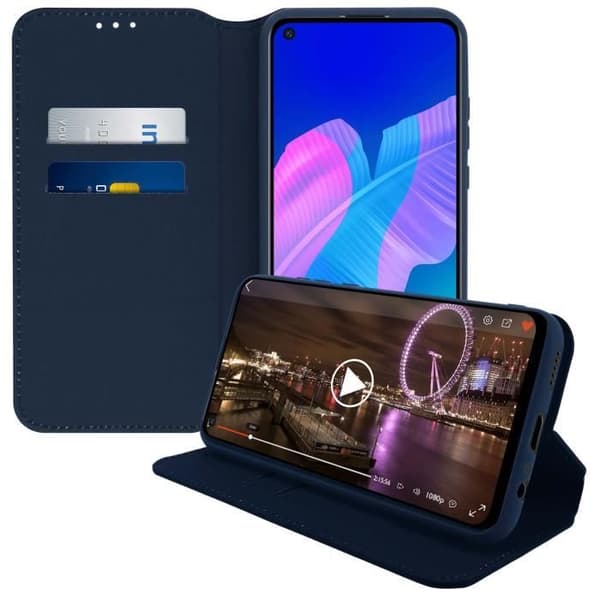 Housse - AVIZAR - P40 Lite E - Fodral Folio Plånbok - Ekoskinn - Blå