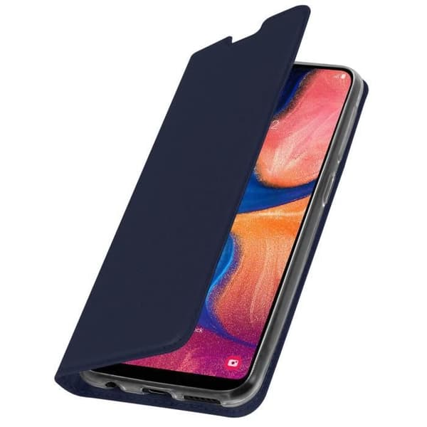 Hölster för Samsung Galaxy A20e - AVIZAR - Flipfodral - Ekologiskt läder - Videostöd - Mörkblå