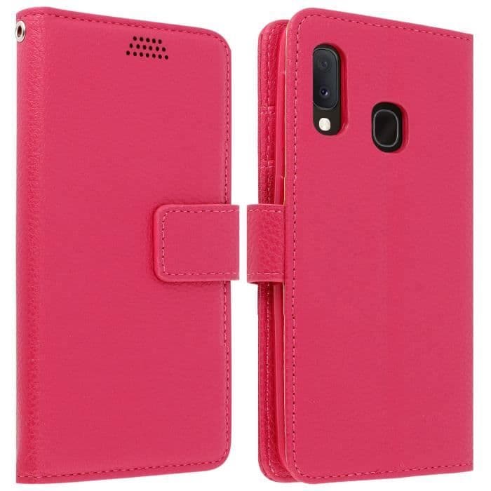 Samsung Galaxy A20e Foliofodral Plånbok Soft Touch Videostöd Rosa Rosa