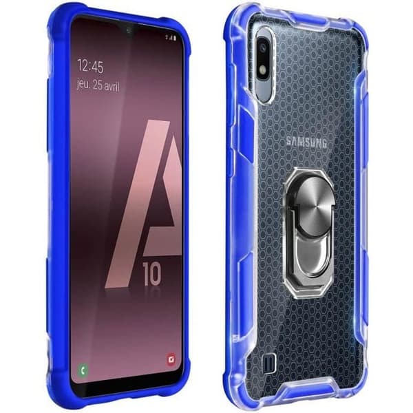 Samsung Galaxy A10 bi-material fodral Contour Bumper Mörkblå metallring Blå