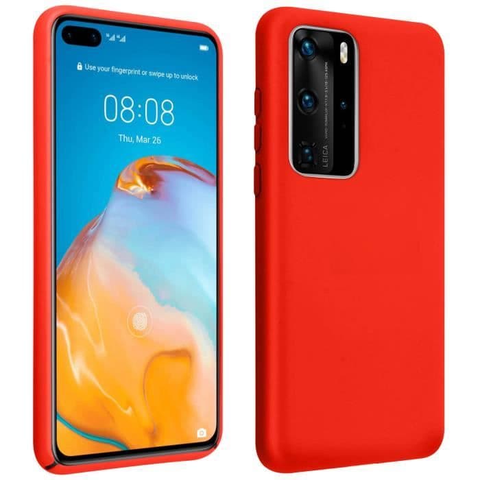 Huawei P40 Pro Fodral Halvstyv Matt Soft Touch Finish Qi-kompatibel Röd