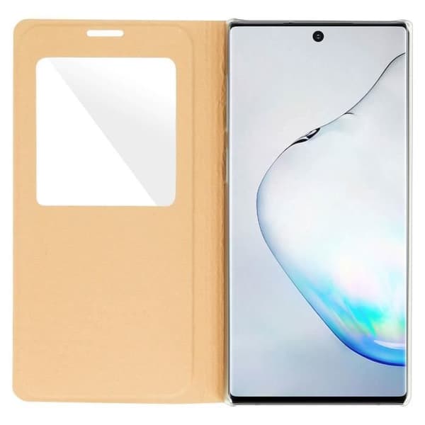 Hoes till Samsung Galaxy Note 10 - AVIZAR - Flipfodral - Visningsfönster - Guld färg - Hårda fodral