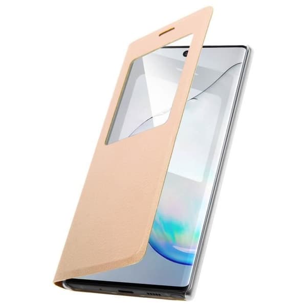 Hoes till Samsung Galaxy Note 10 - AVIZAR - Flipfodral - Visningsfönster - Guld färg - Hårda fodral