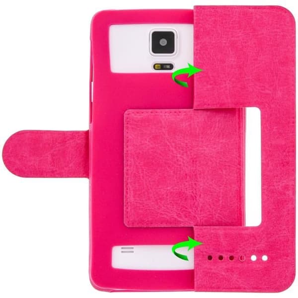 Smartphonefodral - Universell - Rosa - Ekoskinn - Kompatibel 5,5 till 6 tum - Stöd-funktion