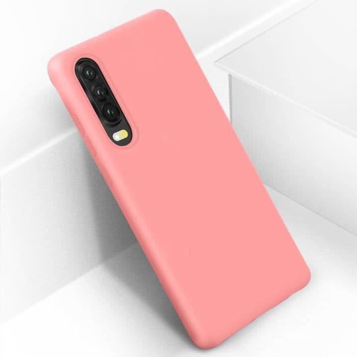 Huawei P30 Silikonfodral Halvstyv matta Soft Touch Finish Rosa Rosa