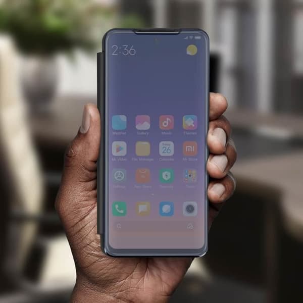 Hus - AVIZAR - Xiaomi Redmi Note 9 Pro/9 Pro Max - Genomskinlig Fodral - Videostöd - Svart