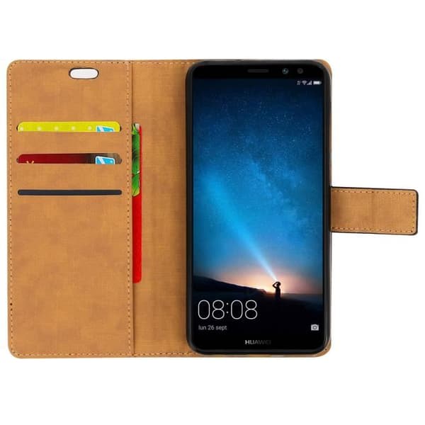 Etui Huawei Mate 10 Lite - AVIZAR - Portföljfodral med lock - Silikongel - Svart - Stödfunktion