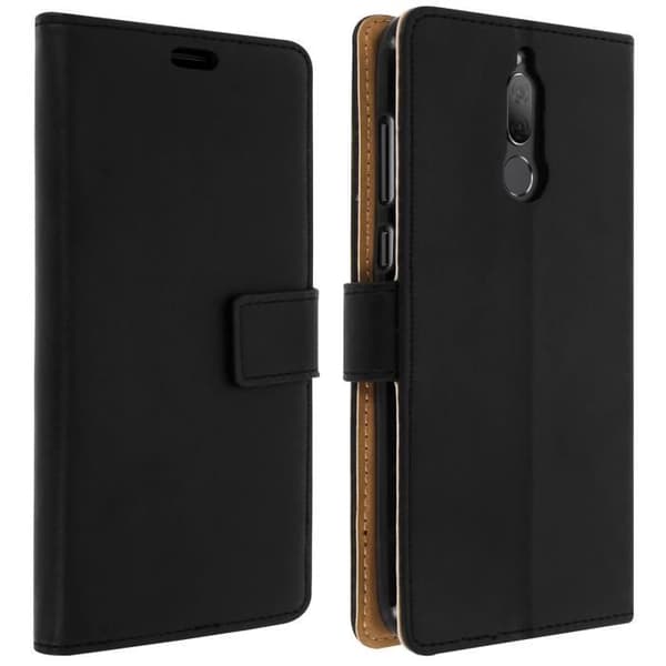 Etui Huawei Mate 10 Lite - AVIZAR - Portföljfodral med lock - Silikongel - Svart - Stödfunktion