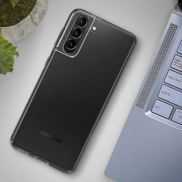 Telefonfodral - AKASHI - Samsung Galaxy S21 - Gel silikon - Tunt och lätt - Genomskinlig Vit