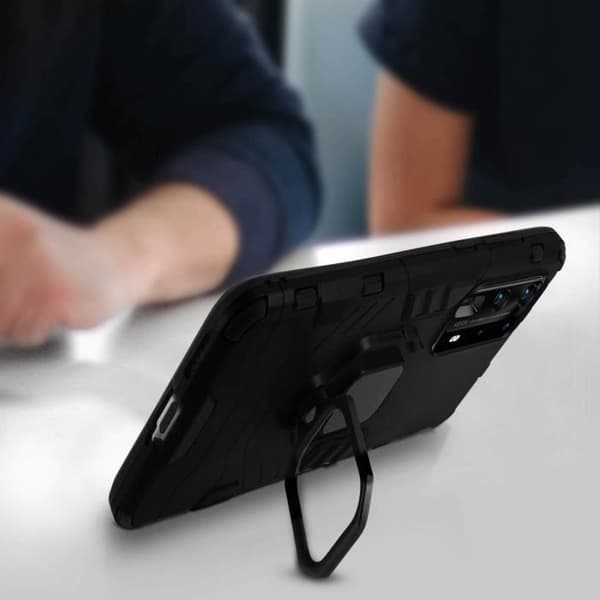 Coque - AVIZAR - Huawei P40 Pro - Bi-material - Metallring - Videostöd