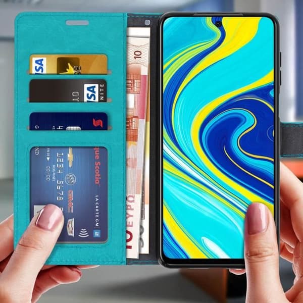Housse - AVIZAR - Xiaomi Redmi Note 9S/9 Pro/9 Pro Max - Vintage Blå - Mjuk Skal - Magnetisk