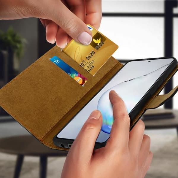 Hölster - AVIZAR - Galaxy Note 10 Lite - Äkta Läder - Videostöd - 2 Kortfickor