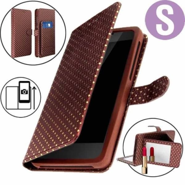 Brunt plånboksfodral med guldprickar till Motorola RAZR MAXX
