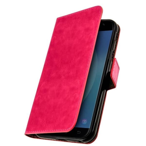 Housse Folio Portefeuille - AVIZAR - Galaxy J3 2017 - Ekologiskt Läder Vintage - Videostöd - Hel skydd