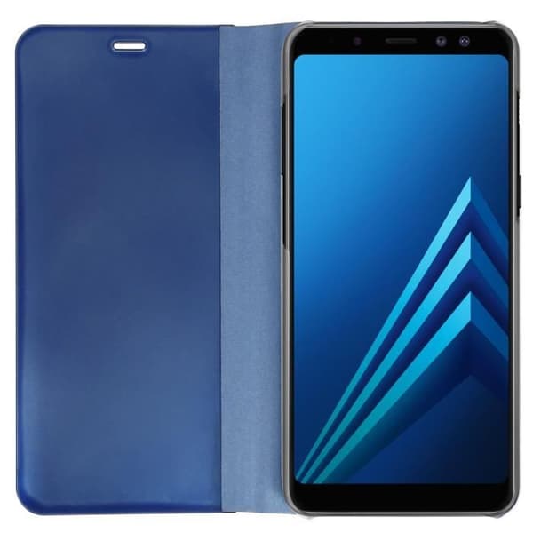 Galaxy A8-fodral - AVIZAR - Spegel flip-fodral - Hårdt skal - Stödfunktion - Blå