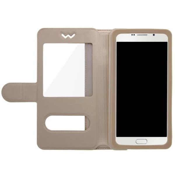 Universal Folio Case Cover - AVIZAR - Guld - Kompatibel med 5,3 till 5,5 tums smartphones - Ekologiskt läder - Soft Shell