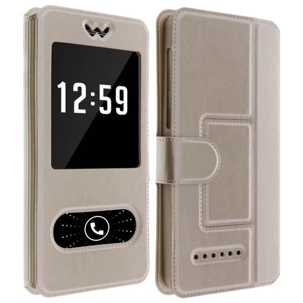 Universal Folio Case Cover - AVIZAR - Guld - Kompatibel med 5,3 till 5,5 tums smartphones - Ekologiskt läder - Soft Shell