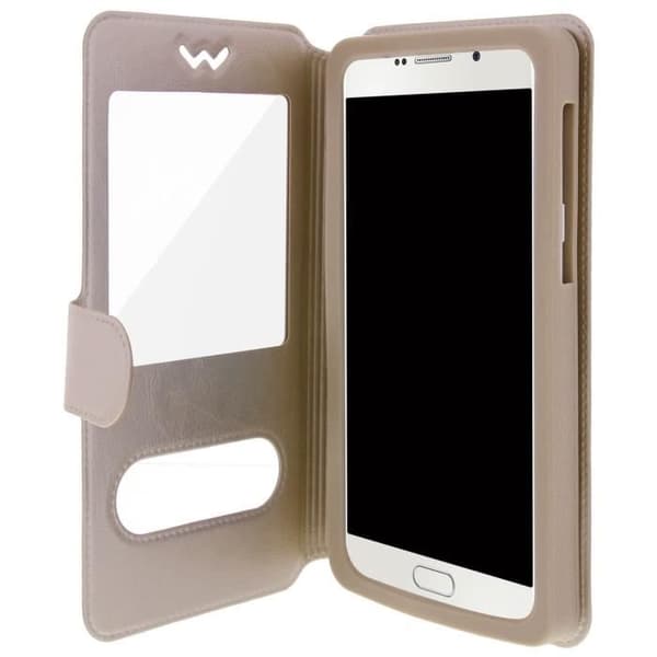 Universal Folio Case Cover - AVIZAR - Guld - Kompatibel med 5,3 till 5,5 tums smartphones - Ekologiskt läder - Soft Shell