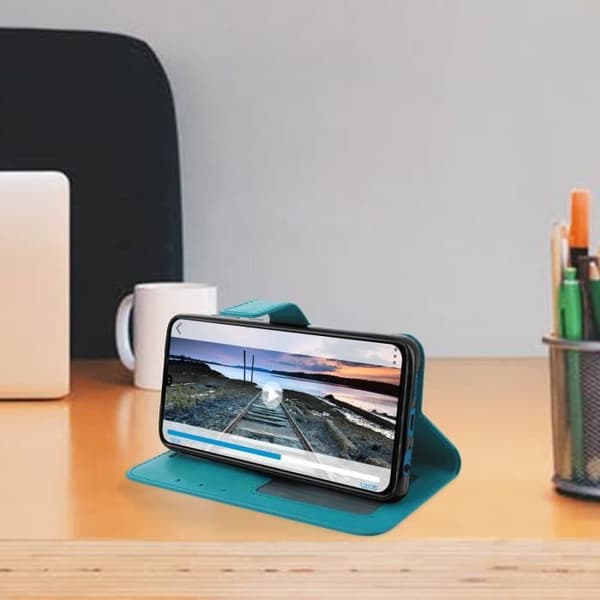 Hölster - Huawei - P30 - Ekoskinn - Plånbok - Videostöd - Blå