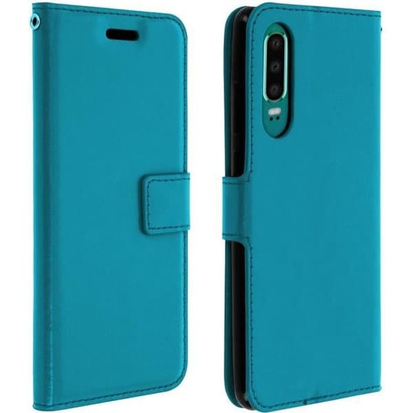 Hölster - Huawei - P30 - Ekoskinn - Plånbok - Videostöd - Blå