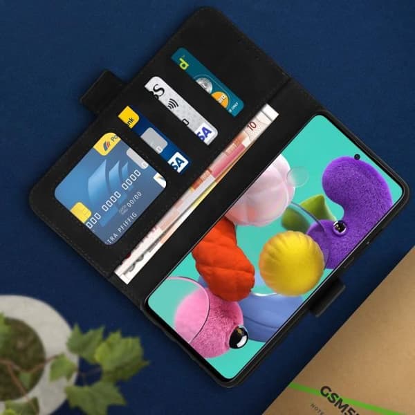 Hus för Samsung Galaxy A51 - AVIZAR - Fodral Folio - Silikongele - Svart - Stödfunktion