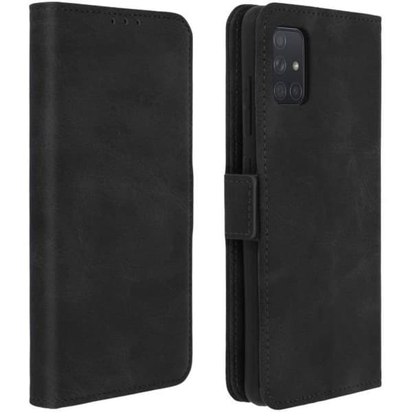 Hus för Samsung Galaxy A51 - AVIZAR - Fodral Folio - Silikongele - Svart - Stödfunktion