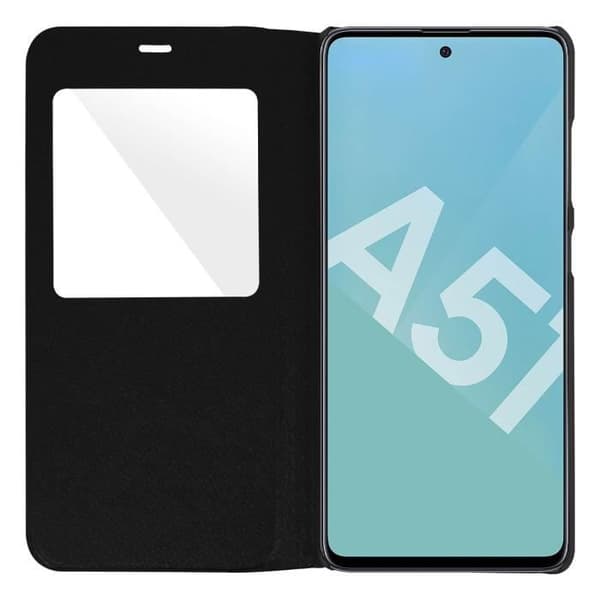 Housse för Samsung Galaxy A51 - AVIZAR - Helskydd - Ekologiskt läder - Svart - Visningsfönster