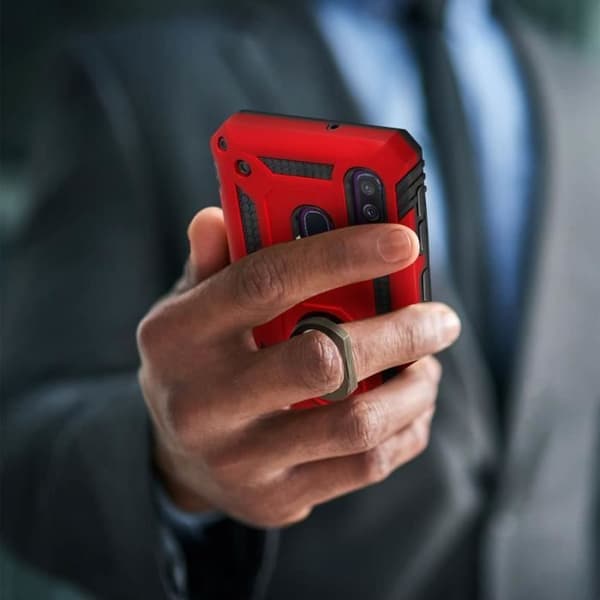 Coque - AVIZAR - Galaxy A40 - Bi-material - Hård och Mjuk - Videostöd Röd