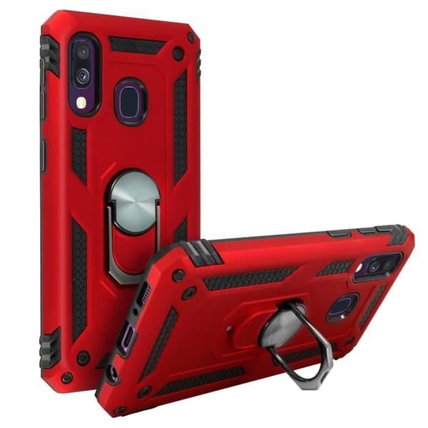 Coque - AVIZAR - Galaxy A40 - Bi-material - Hård och Mjuk - Videostöd Röd
