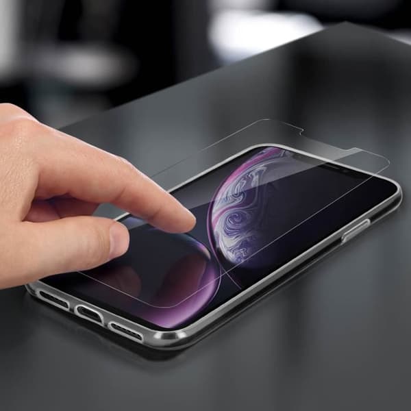 Skyddande skal och film - Transparent - iPhone XR - Silikon - Härdat glas - Fullständigt skydd