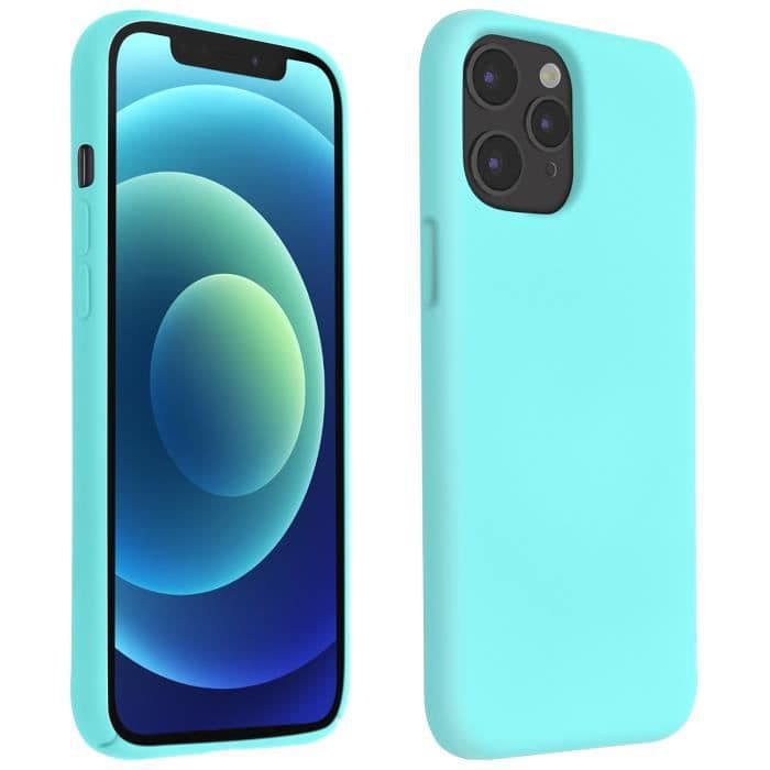 Apple iPhone 12/12 Pro Fodral Halvstyv Soft Touch-kompatibel QI turkosblå