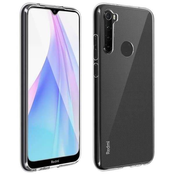 Skyddsskal och film - Xiaomi - Redmi Note 8T/8 - Mjukt Silikon - Härdat Glas 9H - Transparent Vit