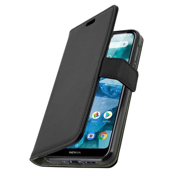 Hölster - Nokia - 7.1 - Plånbok - Mjuk Fodral - Videostöd - Svart