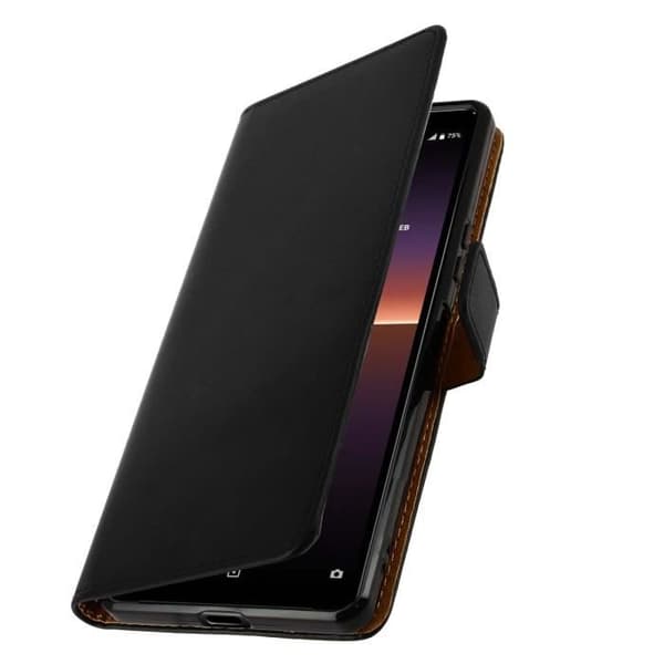 Hölster - Sony - Xperia 10 II - Äkta läder - 2 kortfack - Videohållarfunktion