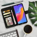 Miniatyrbild 3 av 4: Housse Folio - AVIZAR - Huawei Y6 2019 / Honor 8A - Ekologisk läder - Svart - Videostöd