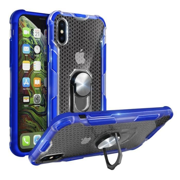 iPhone XS Max fodral Bi-material Contour Bumper Mörkblå metallring