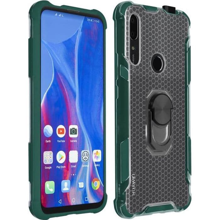 Huawei P Smart Z / Honor 9X Hybrid Case Contour Bumper Avtagbar Ring grön Grön